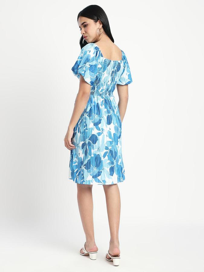 Blue Printed Women Regular fit Dress