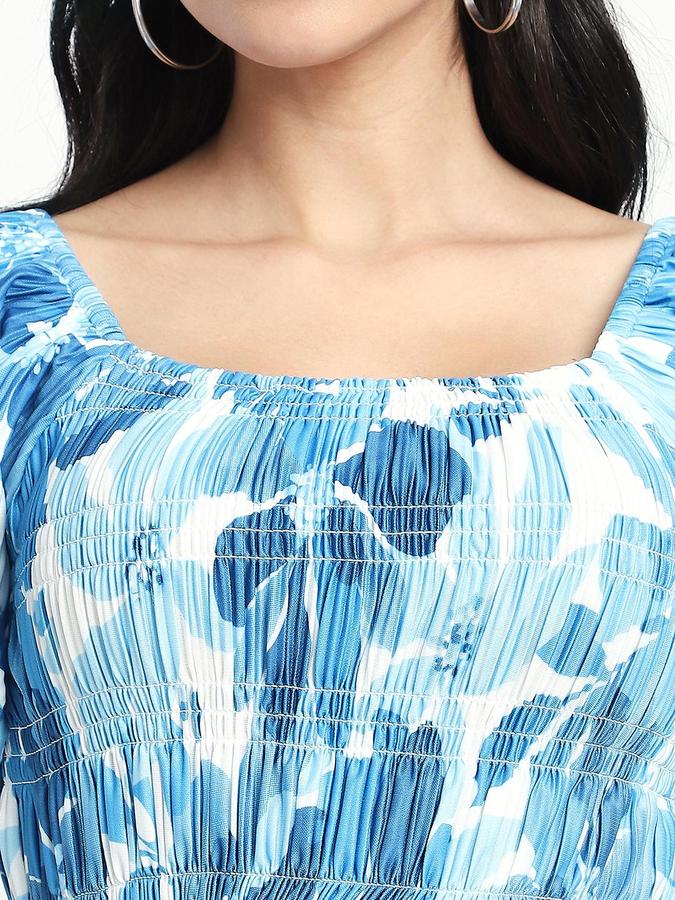 Blue Printed Women Regular fit Dress