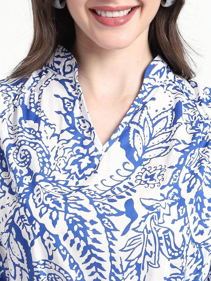 Blue Printed Women Regular fit Dress