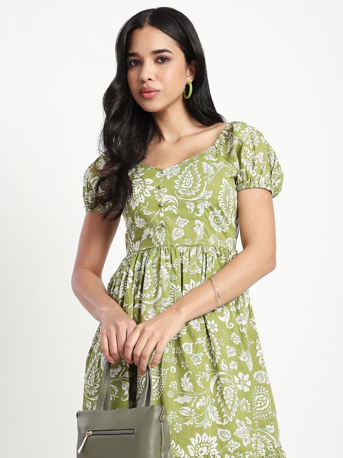 Green Printed Women Regular fit Dress