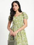 Green Printed Women Regular fit Dress