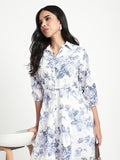 White Printed Women Regular fit Dress