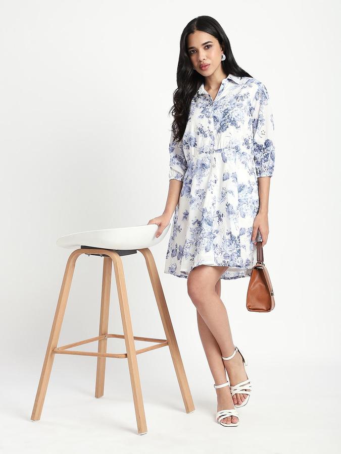 White Printed Women Regular fit Dress