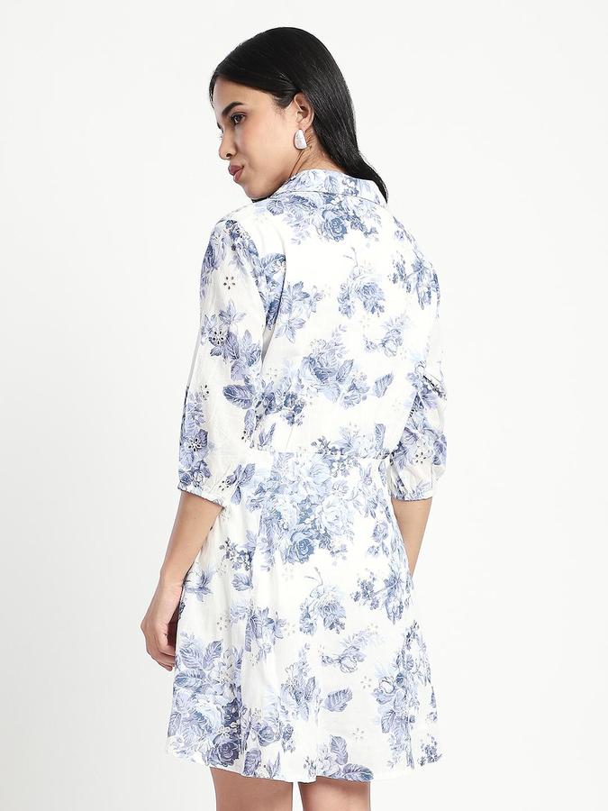 White Printed Women Regular fit Dress